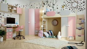 Детская комната Грэйси (Розовый/Серый/корпус Клен) в Новом Уренгое - novyj-urengoj.katalogmebeli.com | фото