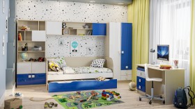 Детская комната Скай Люкс (Синий/Белый/корпус Клен) в Новом Уренгое - novyj-urengoj.katalogmebeli.com | фото