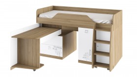 Кровать комбинированная «Оксфорд» (Ривьера/Белый с рисунком) в Новом Уренгое - novyj-urengoj.katalogmebeli.com | фото 3