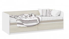 Кровать «Сканди» с 2 ящиками Дуб Гарден/Белый/Глиняный серый в Новом Уренгое - novyj-urengoj.katalogmebeli.com | фото