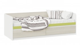 Кровать «Сканди» с 2 ящиками Дуб Гарден/Белый/Зеленый в Новом Уренгое - novyj-urengoj.katalogmebeli.com | фото