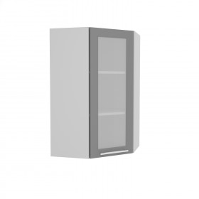 Квадро ВПУС 550 шкаф верхний угловой со стеклом высокий (Железо/корпус Серый) в Новом Уренгое - novyj-urengoj.katalogmebeli.com | фото
