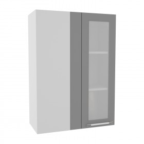 Квадро ВПУС 650 шкаф верхний угловой со стеклом высокий (Железо/корпус Серый) в Новом Уренгое - novyj-urengoj.katalogmebeli.com | фото