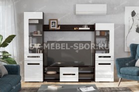 Мебель для гостиной МГС 6 (Исполнение 1/Венге/Белый глянец) в Новом Уренгое - novyj-urengoj.katalogmebeli.com | фото 1